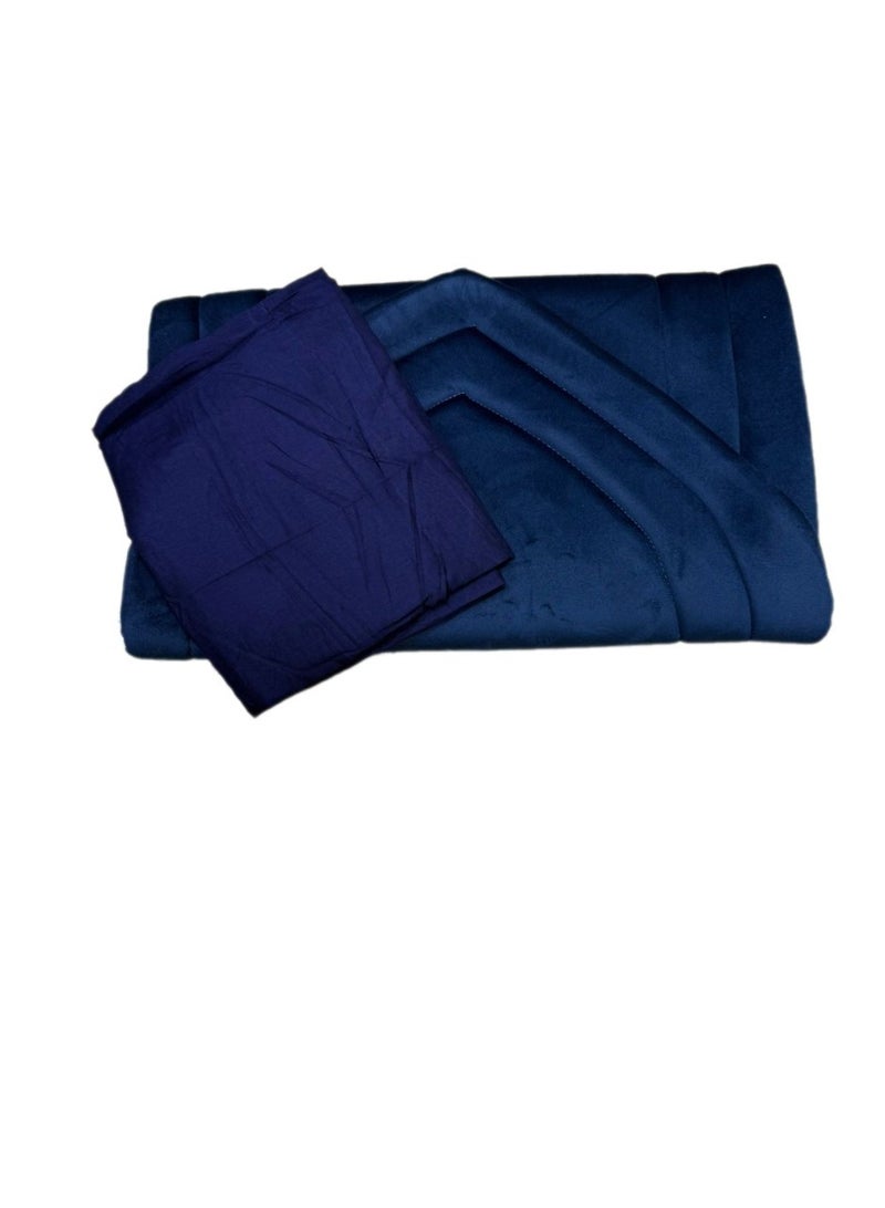 Padded prayer mat set with open prayer sheet, plain rose fabric, no stitching, wrap